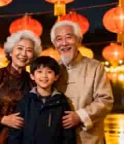  祖孙三代元宵赏灯3283#横屏 	 