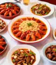  餐桌上的多样美食1547#横屏 	 