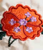  布料上的刺绣花朵图案1470#横屏 	 