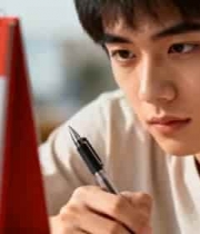  专注思考的青年男子3251#横屏 	 