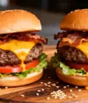  芝士流心培根汉堡特写3160#横屏 	 -