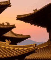 古建筑屋檐夕阳景观3484#横