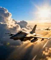  战机编队飞行云海日出3126#横屏 	 