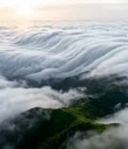  云海翻腾航拍美景3096#横屏 	 