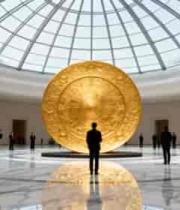  圆形穹顶大厅与金色雕塑3065#横屏 	 -