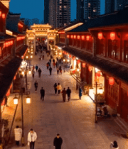 古风街道夜景行人穿梭730#横屏 