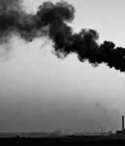 工厂烟囱排放黑色烟雾1259#横