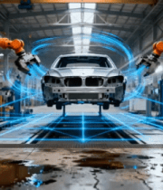 工厂汽车生产机械臂作业257#横