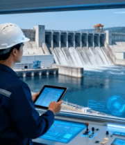 工程师操控平板监控水电站4889#横