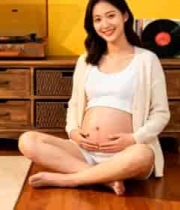  孕妇抚摸孕肚温馨瞬间3120#横屏 	 