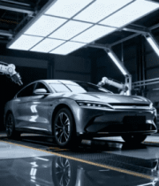 工厂内新能源汽车自动化生产4093#横