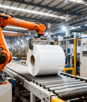 工厂机械臂搬运纸卷场景2584#横