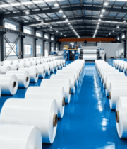 工厂内堆放的白色卷材4740#横