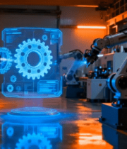 工厂内工人操控机械臂场景854#横