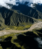 高原河流山脉俯瞰景象2840#横屏 