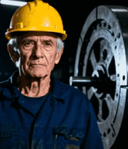 工厂工人佩戴安全帽近景3623#横