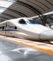 高铁站动车进站画面5274#横