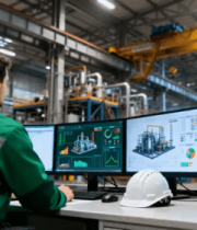 工厂工程师操作电脑监控设备137#横屏 