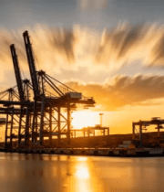 港口码头日落景象3262#横屏 