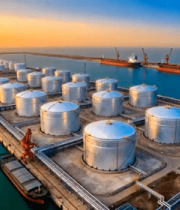 港口油罐及停泊船只全景1171#横屏 