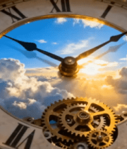 复古时钟内天空光影素材2616#横