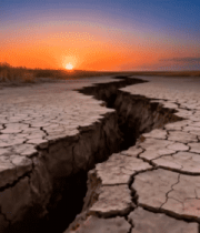 干旱土地日落景象3845#横