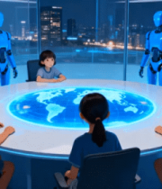 儿童与机器人圆桌互动场景5344#横