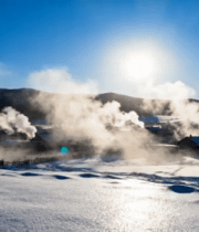 冬日雪乡阳光炊烟雪景983#横