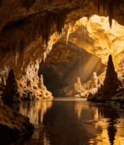 洞内水面与钟乳石景观154#横