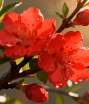 带水珠的红色花朵特写5107#横