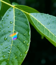 带水珠的绿色树叶特写722#横屏 