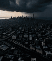 城市上空乌云笼罩景象3031#横屏 