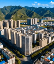 城市高楼与远山全景航拍901#横