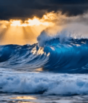 大海汹涌海浪逆光景象5418#横