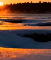  雪夜灯光森林小路2704#横屏 	 