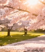 春日樱花树下的小径风景2063#横