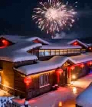  雪夜乡村烟花美景2711#横屏 	 -