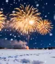  雪夜烟花绽放瞬间2714#横屏 	 