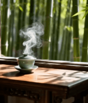 窗边木桌盖碗茶3363#横