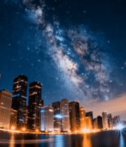 城市夜景星空全景2136#横