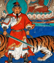 持剑人物与老虎壁画1839#横