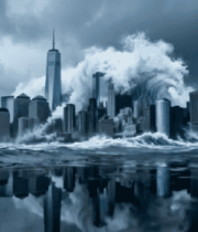 城市遭遇海浪冲击场景3571#横