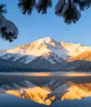  雪山晨雾湖景2644#横屏 