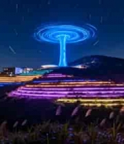  星空下的七彩塔光2558#横屏 	 -