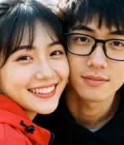  校园情侣亲密合照2520#横屏 	 