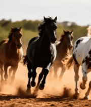 草原上奔跑的马群素材2206#横屏 