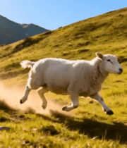 草原上奔跑的绵羊5532#横