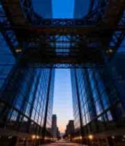  现代建筑玻璃幕墙夜景2486#横屏 	 