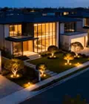  现代别墅群夜景航拍2453#横屏 	 -