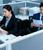 办公室白领专注处理文件2471#横屏 